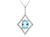 1.25CT DIAMOND & AAA AQUAMARINE 14KT WHITE GOLD 3D OVAL & ROUND FLOATING PENDANT