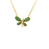 ESTATE .34CT DIAMOND & AAA EMERALD 18KT YELLOW GOLD 3D BUTTERFLY LOVE NECKLACE