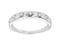 ESTATE .10CT DIAMOND 14K WHITE GOLD 3D CLASSIC ROUND ETOILE MULTI SHAPE FUN RING