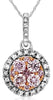.50CT WHITE & PINK DIAMOND 14KT WHITE & ROSE GOLD CLUSTER ROUND FLOATING PENDANT
