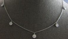 .58CT DIAMOND 14KT WHITE GOLD 3D ROUND HALO BY THE YARD CHANDELIER LOVE NECKLACE