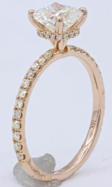 1.36CT DIAMOND 18KT ROSE GOLD 3D CUSHION & ROUND 3/4TH ETERNITY ENGAGEMENT RING