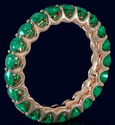 3.10CT AAA EMERALD 14KT ROSE GOLD 3D CLASSIC SHARED PRONG ETERNITY LOVE FUN RING