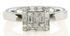 .89CT DIAMOND 18KT WHITE GOLD 3D ROUND & BAGUETTE INTERCHANGEABLE RING PENDANT