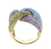 EXTRA LARGE 2.56CT WHITE PINK & FANCY YELLOW DIAMOND 18KT TRI COLOR GOLD 3D RING