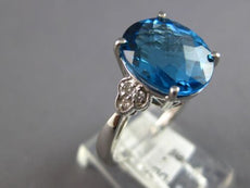 2.72CT DIAMOND & AAA BLUE TOPAZ 14KT WHITE GOLD CUSHION & ROUND GEOMETRICAL RING