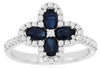 ESTATE 1.6CT DIAMOND & AAA SAPPHIRE 14KT WHITE GOLD OVAL & ROUND FLOWER FUN RING