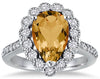 5.36CT DIAMOND & AAA CITRINE 14K WHITE GOLD PEAR SHAPE & ROUND FILIGREE FUN RING