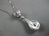 LONG 1.09CT DIAMOND & AAA SAPPHIRE 18KT WHITE GOLD 3D PEAR SHAPE & ROUND PENDANT