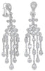 LARGE 5.05CT DIAMOND 18KT WHITE GOLD ROUND & BAGUETTE FLOWER CHANDELIER EARRINGS