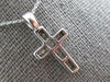 ESTATE SMALL .35CT DIAMOND 14KT WHITE GOLD 3D PRINCESS CROSS FLOATING PENDANT