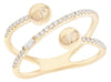 ESTATE .22CT DIAMOND 14KT YELLOW GOLD 3D ROUND & BAGUETTE CRISS CROSS LOVE RING