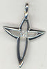 ESTATE .06CT DIAMOND 14KT WHITE GOLD 3D CLASSIC SOLITAIRE CROSS FLOATING PENDANT