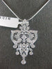 LARGE .72CT DIAMOND 18KT WHITE GOLD FILIGREE FLOWER CHANDELIER FLOATING PENDANT