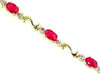 2.87CT DIAMOND & AAA RUBY 14KT YELLOW GOLD OVAL & ROUND S DESIGN TENNIS BRACELET