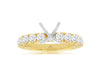 ESTATE 1.08CT DIAMOND 14K 2 TONE GOLD 9 STONE 4 PRONG SEMI MOUNT ENGAGEMENT RING