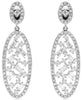 1.28CT DIAMOND 14K WHITE GOLD ROUND & BAGUETTE CLUSTER OVAL FUN HANGING EARRINGS