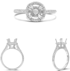 .31CT DIAMOND 14KT WHITE GOLD 3D ROUND 4 PRONG DOUBLE SEMI MOUNT ENGAGEMENT RING