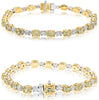 11.99CT WHITE & FANCY YELLOW DIAMOND 18KT 2 TONE GOLD OVAL TENNIS BRACELET