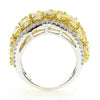 4.61CT WHITE & FANCY YELLOW DIAMOND 18KT 2 TONE GOLD 3D MULTI SHAPE CLUSTER RING
