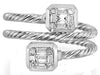 .32CT DIAMOND 18K WHITE GOLD 3D ROUND & BAGUETTE DOUBLE SQUARE OCTAGON ROPE RING
