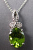 2.29CT DIAMOND & AAA PERDIOT 14KT WHITE GOLD OVAL & ROUND FUN FLOATING PENDANT
