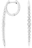 .50CT DIAMOND 14KT WHITE GOLD ROUND GRADUATING BAR BEZEL HUGGIE HANGING EARRINGS