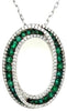 LARGE 1.41CT DIAMOND & AAA EMERALD 18KT WHITE GOLD CRISS CROSS FLOATING PENDANT