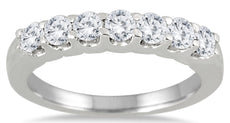 .75CT DIAMOND 14K WHITE GOLD ROUND 7 STONE SHARED PRONG WEDDING ANNIVERSARY RING