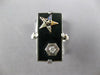 ANTIQUE LARGE .07CT ART DECO OLD MINE DIAMOND & ONYX 14KT WHITE GOLD RING #26432