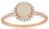 ESTATE .66CT DIAMOND & AAA OPAL 14KT ROSE GOLD 3D ROUND CABOCHON HALO FUN RING