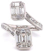 LARGE 2.08CT DIAMOND 18KT WHITE GOLD 3D BAGUETTE DOUBLE SQUARE OCTAGON LOVE RING