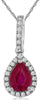 .88CT DIAMOND & AAA RUBY 14K WHITE GOLD PEAR SHAPE & ROUND HALO FLOATING PENDANT