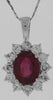 3.30CT DIAMOND & AAA RUBY 14KT WHITE GOLD 3D OVAL & ROUND PRINCESS DIANA PENDANT