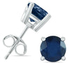ESTATE .60CT AAA SAPPHIRE 14KT WHITE GOLD ROUND CLASSIC SOLITAIRE STUD EARRINGS