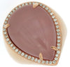 Estate 15.32Ct Diamond & AAA Rose Quartz 14K Rose Gold Pear Shape Cabochon & Round Ring