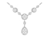 2.90CT DIAMOND 14KT WHITE GOLD 3D ROUND CLUSTER TEAR DROP LARIAT LOVE NECKLACE