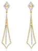 LONG .70CT DIAMOND 14K YELLOW GOLD 3D GEOMETRICAL TEAR DROP FUN HANGING EARRINGS