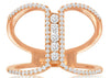 ESTATE LARGE .43CT DIAMOND 14KT ROSE GOLD 3D BAR FIVE STONE ANNIVERSARY RING