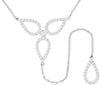 .55CT DIAMOND 14KT WHITE GOLD 3D ROUND FLOWER TEAR DROP LARIAT LOVE NECKLACE