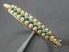 Wide Aaa South Sea Pearl & Turquoise 14K Yellow Gold Cuff Bangle Bracelet #27812