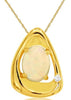 LARGE 1.12CT DIAMOND & AAA OPAL 14KT YELLOW GOLD OVAL & ROUND TRIANGULAR PENDANT