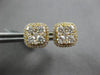 LARGE 1.83CT DIAMOND 18K YELLOW GOLD CLUSTER INVISIBLE SQUARE HALO STUD EARRINGS