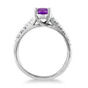 1.23CT DIAMOND & AAA AMETHYST 14K WHITE GOLD OVAL & ROUND LUCIDA FRIENDSHIP RING