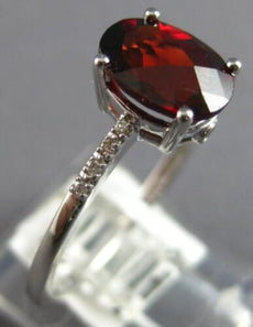 1.43CT DIAMOND & AAA GARNET 14KT WHITE GOLD 3D OVAL & ROUND FRIENDSHIP LOVE RING