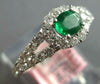 ESTATE .86CT DIAMOND & AAA EMERALD 14K WHITE GOLD 3D OVAL & ROUND HALO LOVE RING