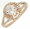 ESTATE 2.06CT DIAMOND & AAA MORGANITE 14KT ROSE GOLD ROUND CLASSIC HALO FUN RING