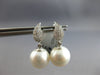 ESTATE .22CT DIAMOND & AAA SOUTH SEA PEARL 18K WHITE GOLD LEAF HANGING EARRINGS