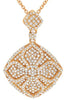 .66CT DIAMOND 14KT ROSE GOLD 3D FLORAL SQUARE GEOMETRICAL FUN FLOATING PENDANT