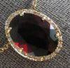 7.99CT DIAMOND & AAA GARNET 14K YELLOW GOLD OVAL & ROUND HALO FUN LOVE NECKLACE